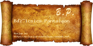 Bölcsics Pantaleon névjegykártya